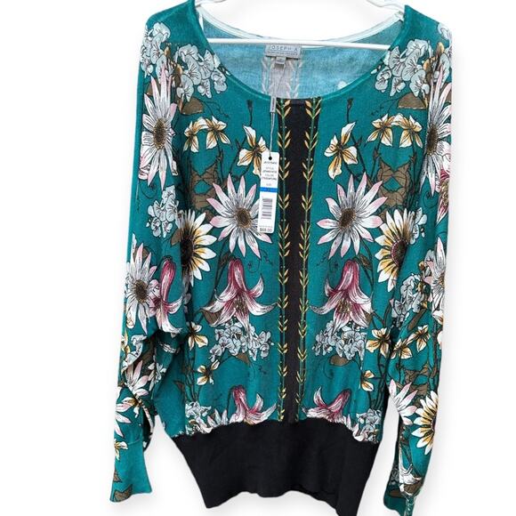 NWT JOSEPH A PLUS SIZE ETRUSCAN FLORAL SWEATER BLOUSE KNIT SIZE XL - Picture 1 of 7